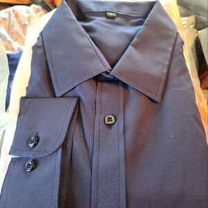 Men's Navy Blue Dress Shirt L  Long Sleeves
